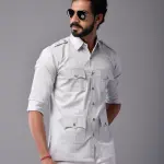 Comfy Ice Blue Hunting Style Shirt | Premium Men's Sportswear | Classic Outdoor Design | Comfortable Cotton Fabric | Size 36-44