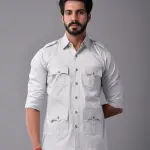 Comfy Ice Blue Hunting Style Shirt | Premium Men's Sportswear | Classic Outdoor Design | Comfortable Cotton Fabric | Size 36-44