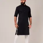 Solid Black Kurta Pajama Set for Men | Elegant Ethnic Formal Wear