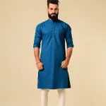 Solid Teal Blue Color Kurta Pajama Set for Men | Stylish Ethnic Wear