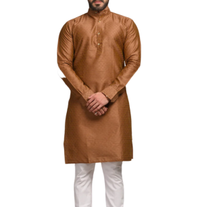 Handmade Embroidered Pattern Brown Color Kurta for Men - Artisan Craft | Jaipurio