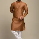 Handmade Embroidered Pattern Brown Color Kurta for Men | Ethnic Festive Wear