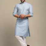 Exclusive Light Sky Embroidered Kurta Pajama Set | Premium Hand-Detailed Ethnic Wear | Designer Men's Formal & Festive Ensemble | Luxurious Design