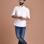 Red Hunting Style Short Kurta | Pure Cotton Premium Ethnic Wear | Classic Men's Formal & Casual Half Kurta | Timeless Design