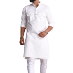 White Short Collared Hunting Style Kurta for Men | Outdoor Adventure Wear