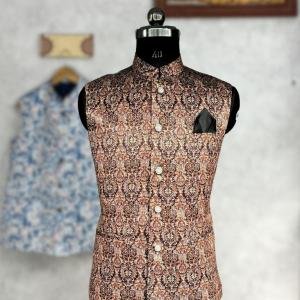 Mewar Majesty Nehru Jacket | Zardozi Zenith "Palace Drapes" with Lotus Legacy Print