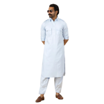 Classy Ice Blue Pathani Kurta-Salwar Set | Premium Cotton Traditional Ethnic Wear | Luxury Men's Formal & Festive Ensemble | Timeless Design