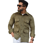 Olive-Green Corduroy Hunting Shacket | Premium Men's Outerwear | Classic Shirt-Jacket Design | Comfortable Cotton Corduroy | Size 36-44