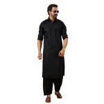 Classy Black Pathani Kurta-Salwar Set | Premium Cotton Traditional Ethnic Wear | Luxury Men's Formal & Festive Ensemble | Timeless Design