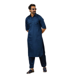 Classy Teal Pathani Kurta-Salwar Set - Elegant Traditional Menswear