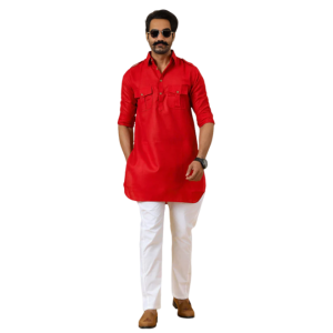 Red Hunting Style Kurta Pajama - Bold Traditional Menswear for Celebrations | Jaipurio