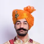 Kesariya Doriya Groom's Safa | Premium Handcrafted Traditional Wedding Turban, Auspicious Saffron Color | Luxury Rajasthani Headgear | Ceremonial Choice