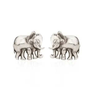 Silver Cut-Out Elephant Cufflink | Heritage Design | Sterling Silver | Jaipurio