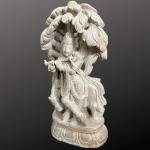 Hand-Carved Pink Stone Krishna Statue | 1 Ft Spiritual Sculpture | Traditional Indian Artistry