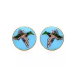 Turquoise Mallard Brass Cufflinks - Moorish-Inspired Design | Intricate Enamelling & Miniature Painting | Jaipurio