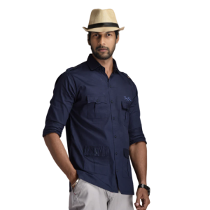 Rajputana Hunting Styled Navy Blue Shirt Men - Noble Outdoor Heritage | Jaipurio