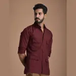 Men's Rajputana Hunting Styled Maroon Shirt | Royal Outdoor Wear