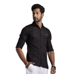 Men's Rajputana Hunting Styled Black Shirt | Regal Outdoor Wear