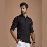 Men's Rajputana Hunting Styled Black Shirt | Regal Outdoor Wear