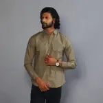 Premium Moss Green Cotton Hunting Shirt | Classic Collar, Double Pockets | Breathable All-Season Comfort | S to XXL Sizes | Handcrafted Quality Menswear