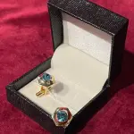 Golden Hexagon With Blue Stone Cufflink | Geometric Elegance | Jaipurio