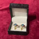 Golden Hexagon With Blue Stone Cufflink | Geometric Elegance | Jaipurio