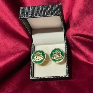 Green Golden Designer Cufflinks | Premium Metal Design, Luxury Finish | Elegant Men's Formal & Wedding Accessories | Perfect Gift Choice