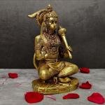 9" Brass Blessing Hanuman Murti | Divine Grace Statue | Sacred Temple Art