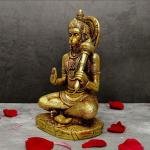 9" Brass Blessing Hanuman Murti | Divine Grace Statue | Sacred Temple Art