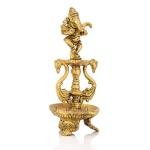 Brass Antique Ganesha Peacock Diya | Traditional Ganesh Oil Lamp Statue | Temple Puja Decor | Handcrafted Sacred Art | Divine Home Decor