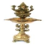 Brass Ganesha Table Top Deepak | Large 50cm Traditional Diya Stand | Premium Temple Oil Lamp | Handcrafted Sacred Art | Divine Home Decor