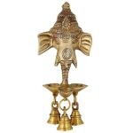 Brass Ganesha Wall Hanging with Diyas & Bells | Traditional Decal Design | Temple Wall Decor | Handcrafted Sacred Art | Divine Home Blessing