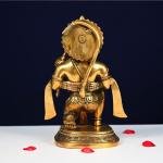 11.5" Brass Blessing Hanuman Idol | Sacred Temple Murti | Divine Grace Statue