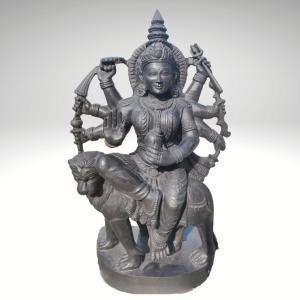 Durga Maa Black Stone Idol | Beautiful 2ft Home Murti | Handcrafted Sacred Sculpture | Perfect Temple Size | Jaipurio