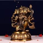 12.2" Superfine Brass Panchmukhi Hanuman Idol | Five-Faced Divine Murti | Sacred Temple Art