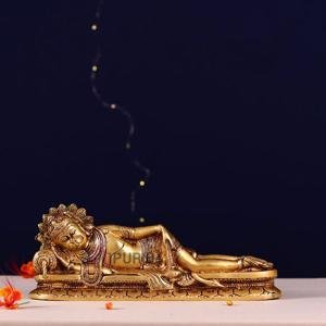 Brass Reclining Hanuman from Mahabharat | 12" Sacred Scene Murti | Divine Epic Art