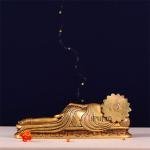 Brass Reclining Hanuman from Mahabharat | 12" Sacred Scene Murti | Divine Epic Art