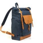 Blue Waxed Canvas and Leather Backpack for Work | Customizable Roll Top Daypack | Personalized Water Resistant Rucksack | Jaipurio Sustainable Collection