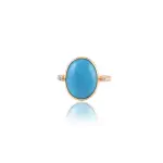 Natural Turquoise & Diamond Ring: 18K Gold December Birthstone Ring | Luxury Statement Jewelry | Authentic Indian Craftsmanship | Minimalist Design