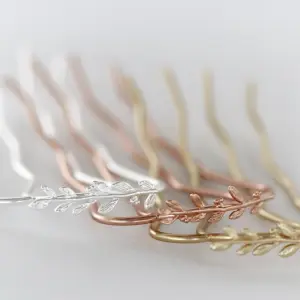 Gold & Silver Leaf Twig Hair Prong | Nature-Inspired Branch Hair Fork | Boho Rose Leaves Hair Pin | Handcrafted Hair Accessory