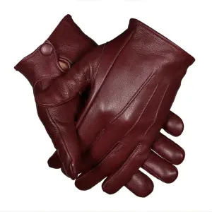 Pure Leather Driving Gloves | Premium Unlined Dress Gloves with Snap Closure | Perfect Fit Soft Leather | Professional Driving Accessory