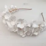 Clay Flowers Bridal Tiara | Handcrafted Floral Headpiece | Wedding Headband in Silver, Gold & Rose Gold | Premium Bridal Hair Accessory