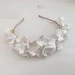 Clay Flowers Bridal Tiara | Handcrafted Floral Headpiece | Wedding Headband in Silver, Gold & Rose Gold | Premium Bridal Hair Accessory