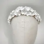 Clay Flowers Bridal Tiara | Handcrafted Floral Headpiece | Wedding Headband in Silver, Gold & Rose Gold | Premium Bridal Hair Accessory