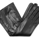 Women's Long Black Hairsheep Leather Gloves | Premium Wool-Lined Winter Accessories | Elegant Extended Length | Luxury Fashion Gloves