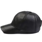 Black Leather Baseball Cap | Adjustable Unisex Hat | Jaipurio Christmas Gift