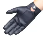 Men's Classic Leather Officer Gloves | Premium Unlined Design with Popper Wrist | Professional Elegant Dress Gloves | Luxury Comfort