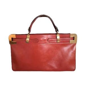 Vintage 80s Genuine Leather Top Handle Bag | Rusty Red Handbag with Gold Tone Hardware | Jaipurio