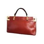 Vintage 80s Genuine Leather Top Handle Bag | Rusty Red Handbag with Gold Tone Hardware | Jaipurio