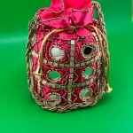 Mirror Work Potli Bag: Traditional Indian Ethnic Handbag | Handcrafted Wedding & Party Purse | Authentic Mirror Embroidery | Luxury Gift for Women